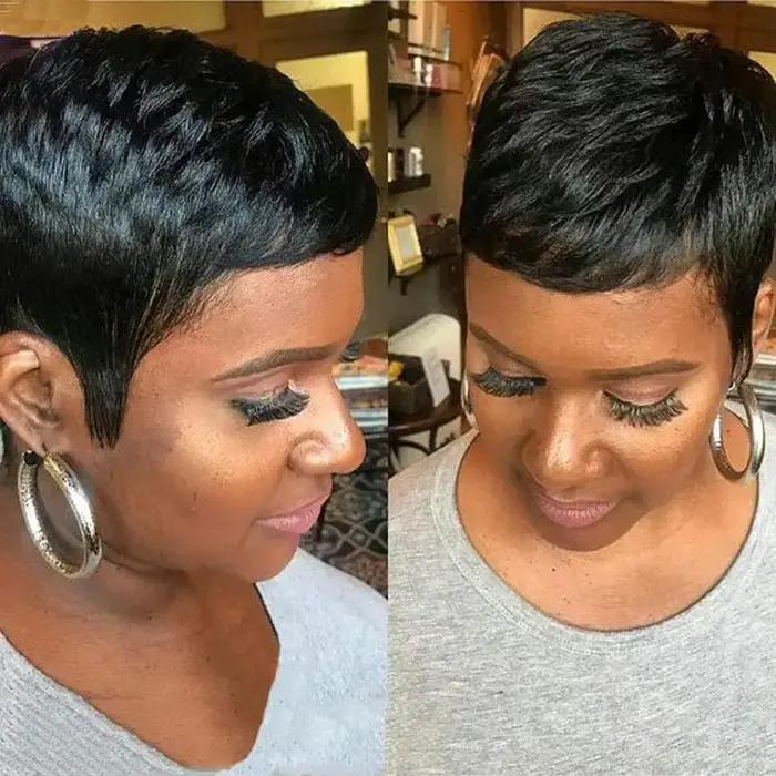 Perruques courtes coupe lutin pour femmes noires perruques de cheveux super courts perruque coupe lu