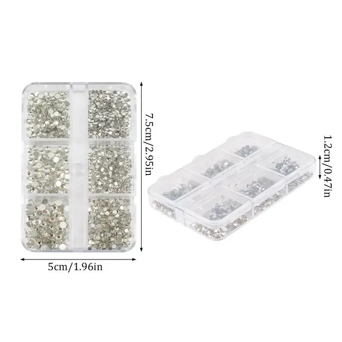 1 boîte de Strass pour ongles en cristal AB multi-tailles, pierres précieuses en diamant clair à fon