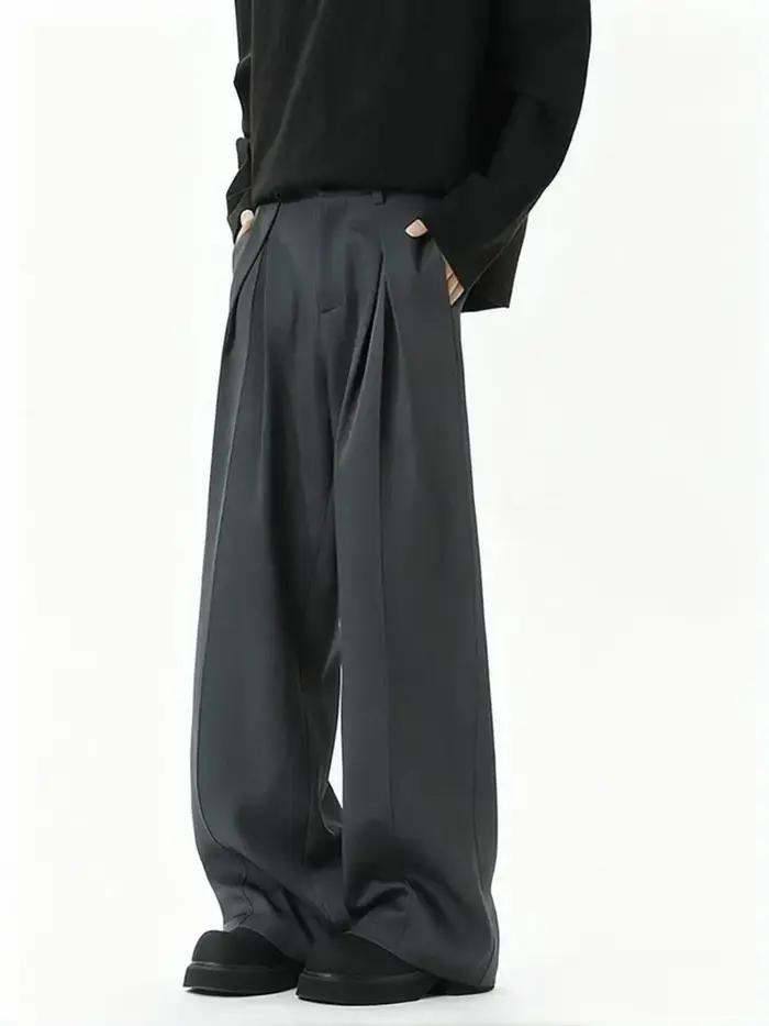 Pantalon décontracté streetwear à jambe large pour homme, style Harajuku, coupe évasée, noir, de hau