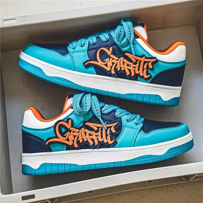 Mode bleu Designer Skateboard chaussures hommes Streetwear Hip hop baskets hommes luxe plate-forme S