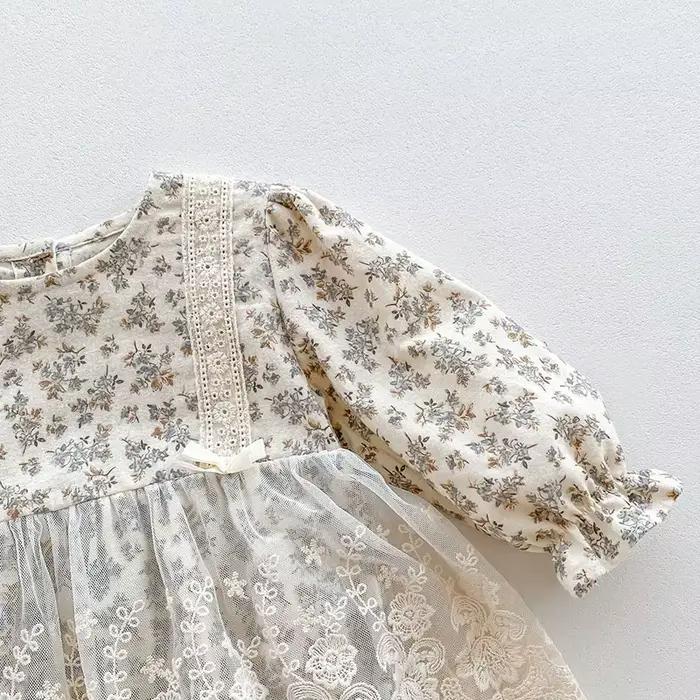 Body + chapeau pour nouveau-né fille, en coton imprimé, couture en dentelle, combinaison pour bébé f