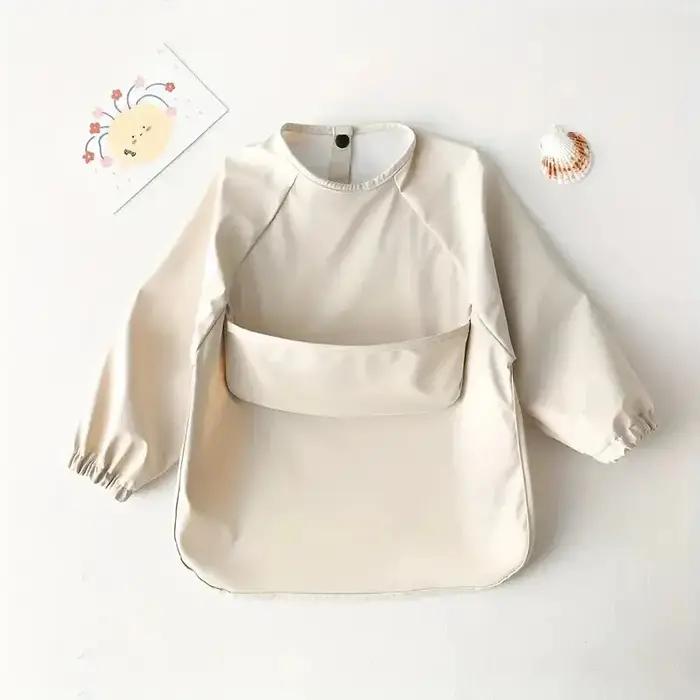 Tablier d'alimentation imperméable à manches longues pour bébé, bavette d'art, blouse de peinture de
