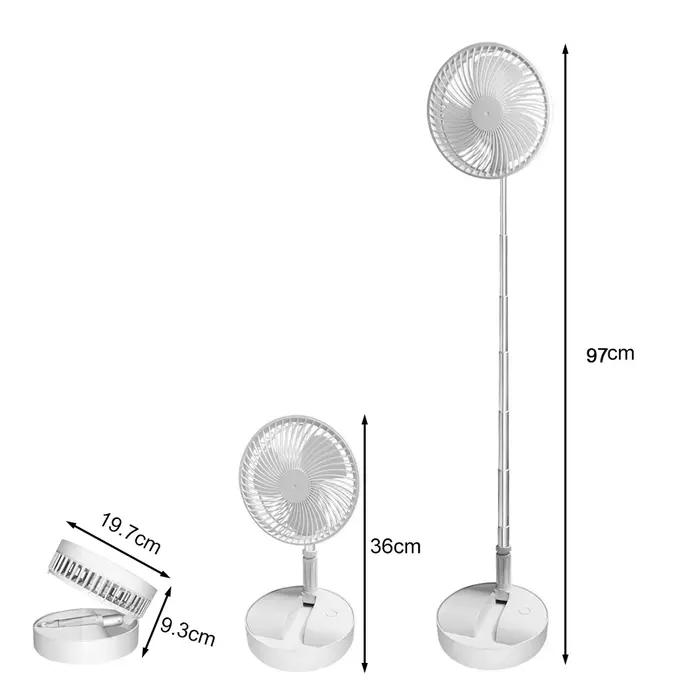 Ventilateur de Refroidissement Portable, Télescopique, Silencieux, Rechargeable par USB, Pliable, 4