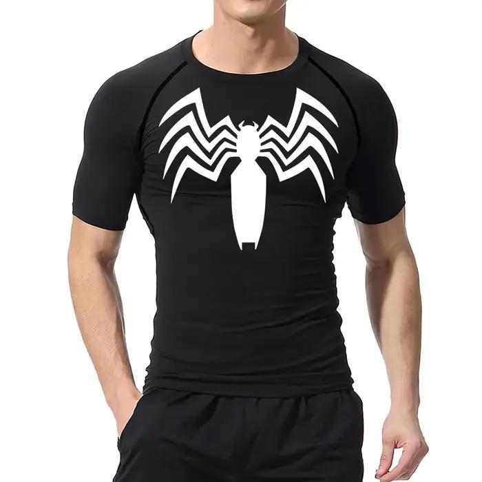 Chemise compression homme imprimé araignée - T-shirt sport séchage rapide anti-irritation été