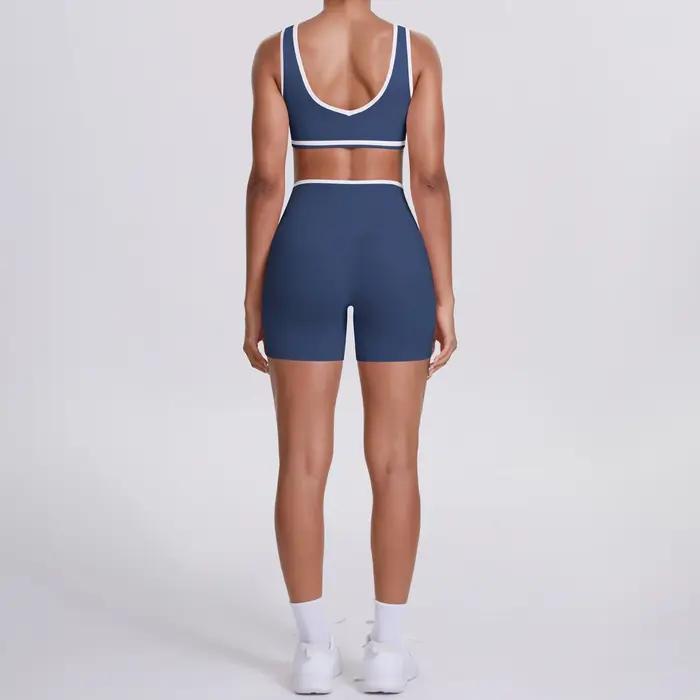 Nouveau soutien-gorge de Yoga ensemble short de Fitness taille haute conception croisée Fitness spor