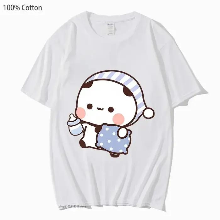 Couple chemises Kawaii mignon BuBu Panda va dormir avec DuDu ours graphique t-shirt coton hommes fem