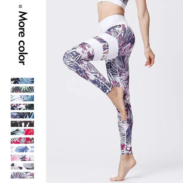 Leggings de fitness taille haute pour femme - Cloud Hide Flower design sexy pour yoga et course