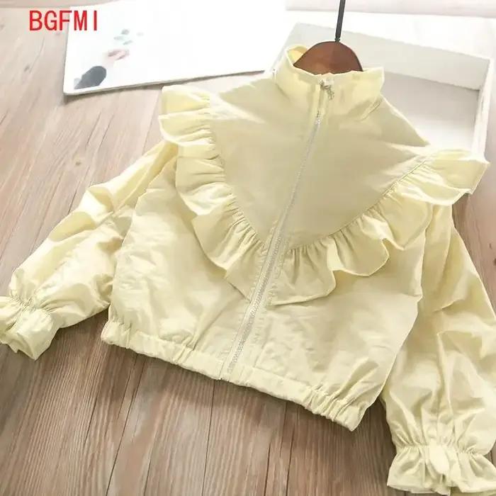 Chemise à Col Montant à Volants pour Fille, Chemisier à Manches sulf, Couleur Unie, 2-10 Ans, Printe