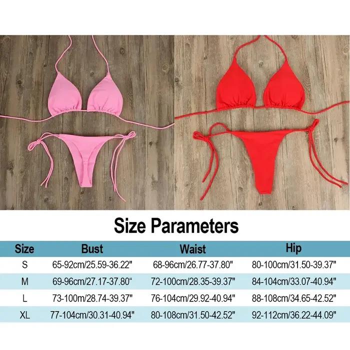 Maillot de bain à lacets pour femmes, couleur unie, Style col suspendu, Triangle réglable, Sexy, pla
