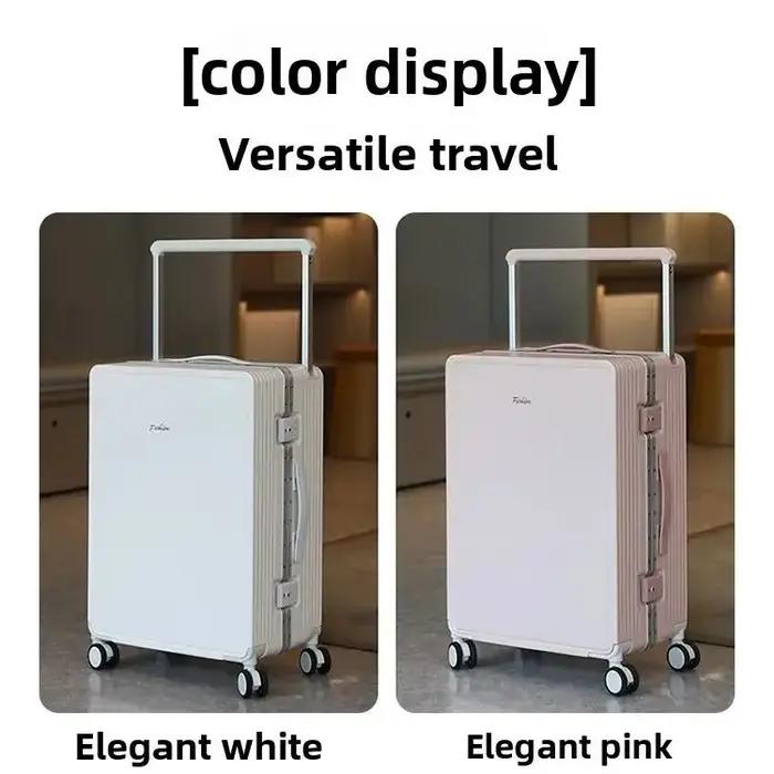 Nouvelle valise de voyage haut de gamme 2026 à poignée télescopique large, avec cadre en aluminium,