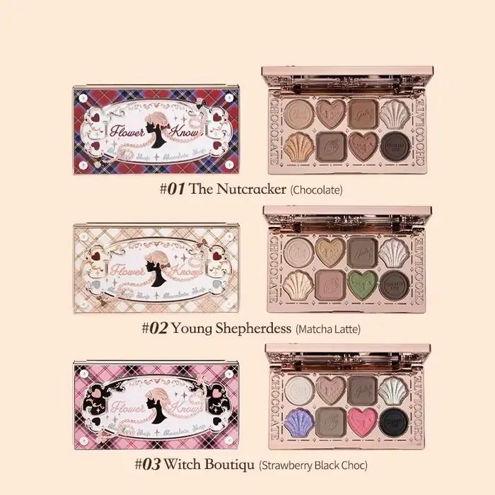 Flower Knows maquillage fard à paupières chocolat Wonder-Shop paillettes mat ombre à paupières Palet