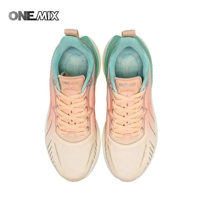 Chaussures de course femme ONEMIX respirantes 2024 - Baskets sport amortissantes noires et roses