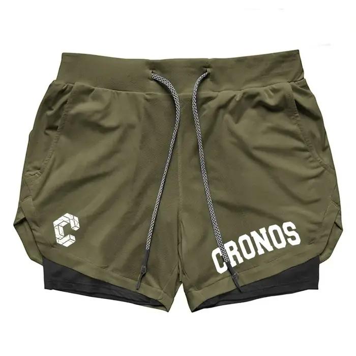 CRONOS Short de sport 2 en 1 pour homme, séchage rapide, avec poches intégrées, pour fitness, gymnas