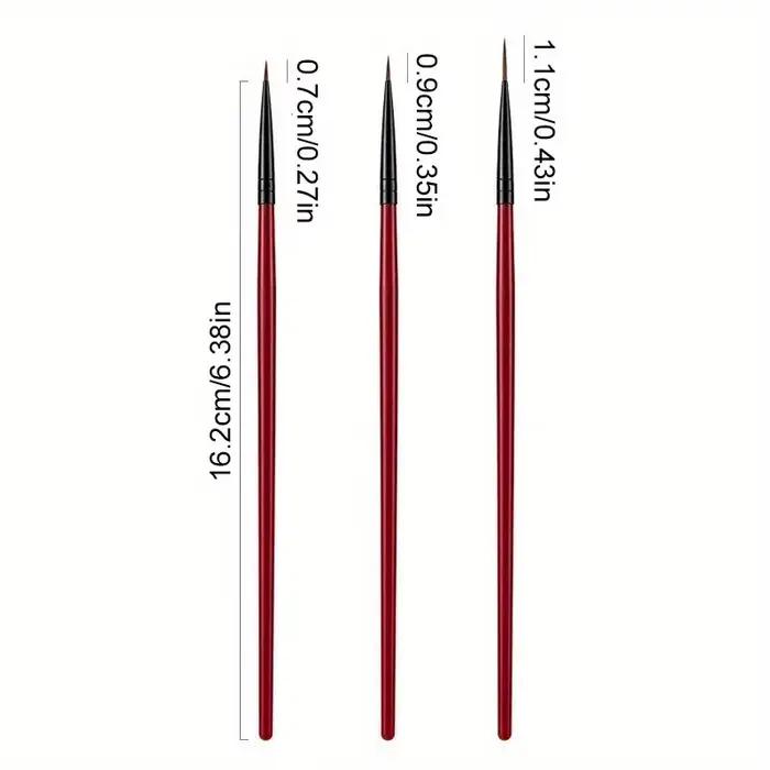 Pinceau de peinture pour Nail Art, 3 pièces/ensemble, stylo à dessin de ligne à fines rayures, point