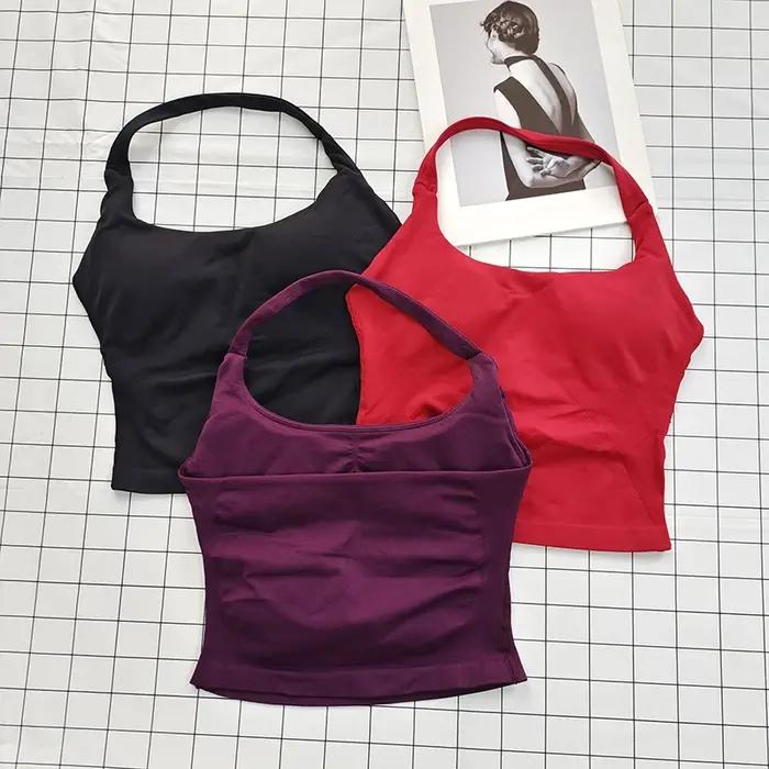 Bralette dos nu à col carré pour femmes, bretelles épaisses, coupe ajustée, coussinets amovibles, ha