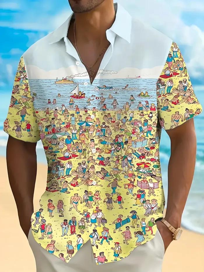 Chemise hawaïenne Simple pour hommes, imprimé visage 3d, chemises à manches courtes, vêtements de pl