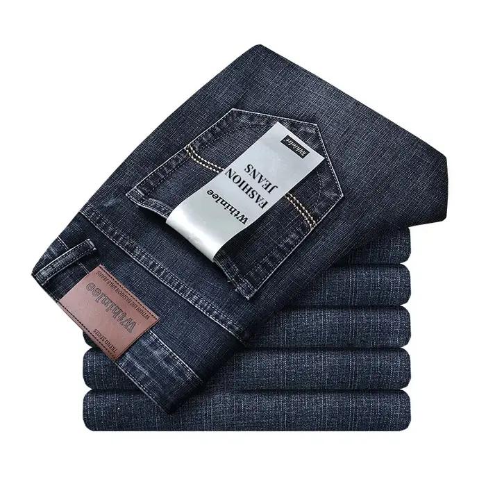 Wthinlee hommes d'affaires jean décontracté droit Stretch mode classique bleu noir travail Denim pan