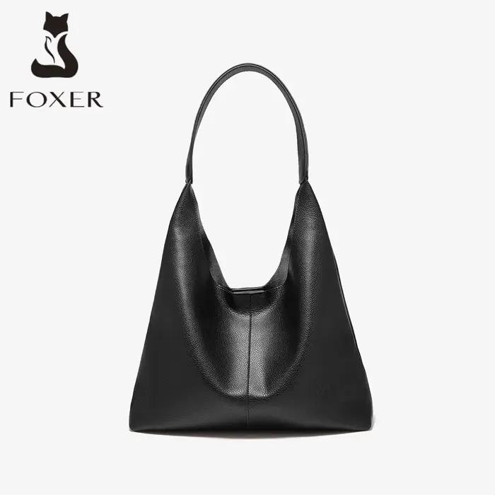 Sac à bandoulière minimaliste en cuir fendu FOXER pour femme, nouveau sac hobo décontracté uni 2026,