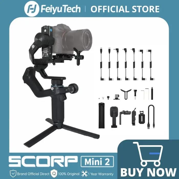 FeiyuTech SCORP Mini 2 Gimbal Portable 3 Axes pour Appareil Photo Hybride, Caméra d’Action et Smartp