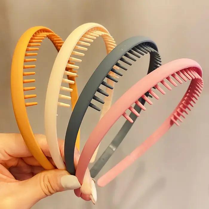 Serre-têtes colorés mats à dents pour femmes, bandeaux de finition pour cheveux rebelles, accessoire