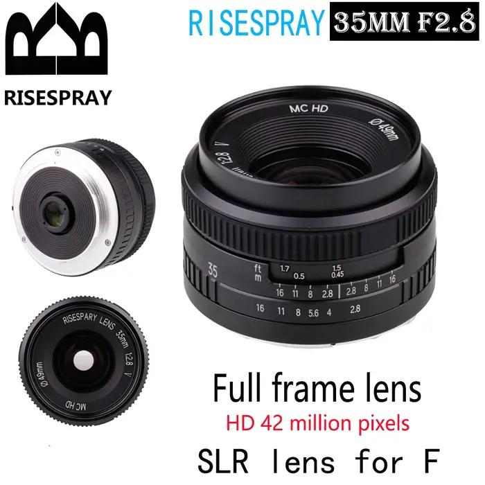 RISESPRAY 35MM F2.8 métal manuel grand angle objectif fixe HD 42 millions de pixels objectif SLR pou