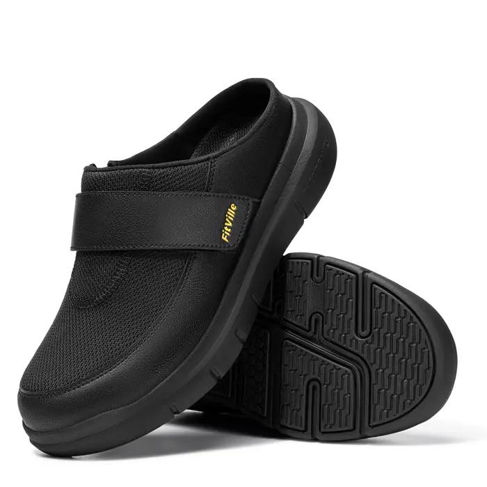 FitVille – pantoufles larges pour hommes, mules à enfiler, sabots pour pieds enflés, sangle réglable
