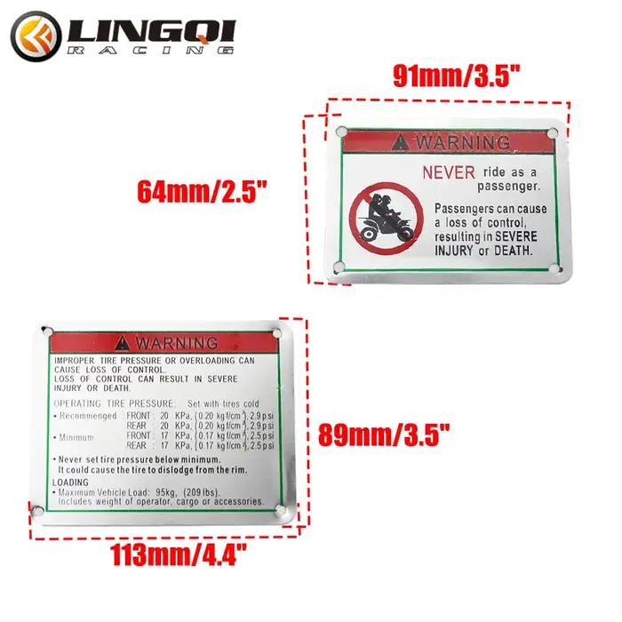 LINGQI Moto ATV plaque d'avertissement réfléchissante Pit Dirt Bike panneau arrière décalcomanies ca