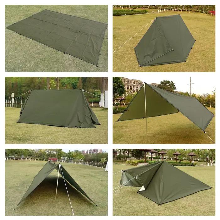 Bâche de survie imperméable à 19 points de suspension, abri solaire de brousse, tente d'ombrage de p