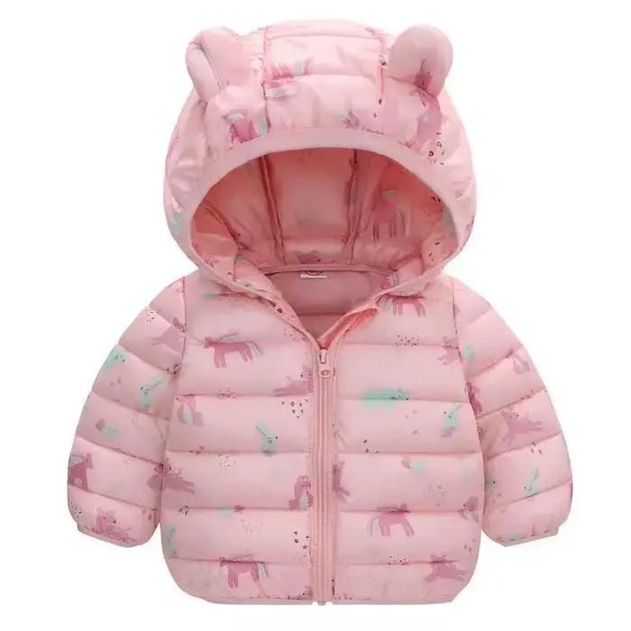 Doudounes pour bébés garçons et filles, manteaux à fermeture éclair motif ours de dessin animé pour