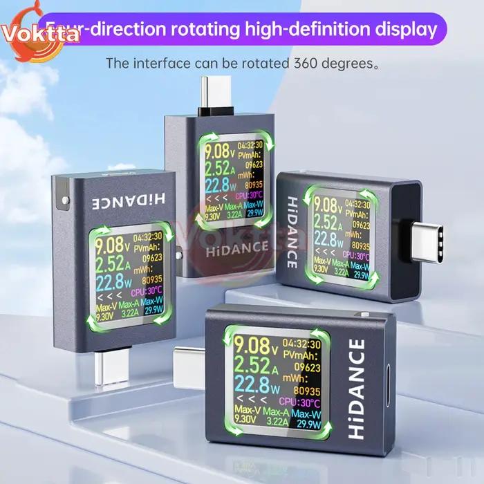 Testeur USB type-c, voltmètre à affichage LED, ampèremètre, compteur de tension de courant continu,