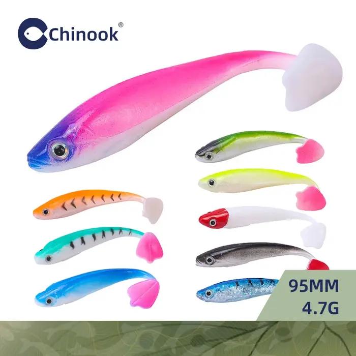 Chinook SoftBait leurre 90mm grande queue de pagaie Shad Swimbait 5 pièces ensemble Wobblers Silicon