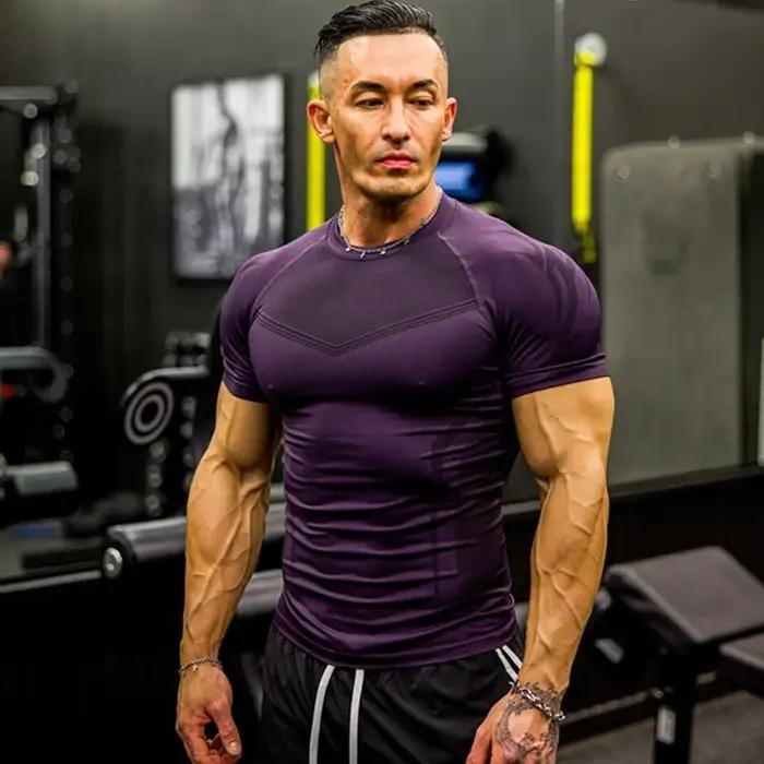 T-shirt compression homme 2025 séchage rapide - Vêtement fitness cyclisme course entraînement