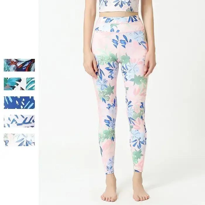 Leggings de fitness taille haute pour femme - Cloud Hide Flower design sexy pour yoga et course