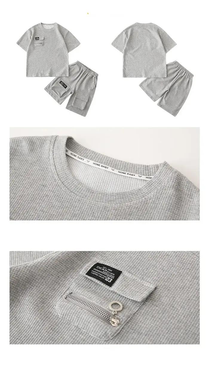T-Shirt + short 2 pièces ensemble été enfants garçons lettre impression nouveaux enfants adolescent