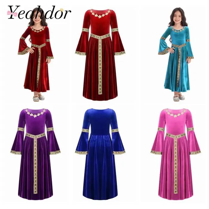 Costumes pour enfants 2026, robe de princesse médiévale Renaissance pour filles, robe de fête en vel