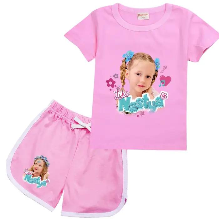 T-shirt à manches courtes et short Lovely Like Nastya pour enfants, tenues d'été pour tout-petits fi