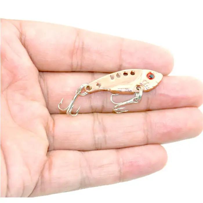 1 pièces 3.5 cm 3.5g cuillère en métal Wobbler leurre de pêche basse triple avec 3 crochets VIB plom