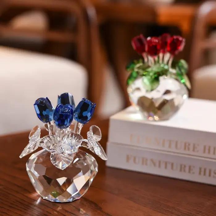 Figurines de roses en cristal, cadeau de saint-valentin pour elle, ornement de rêve en verre, presse