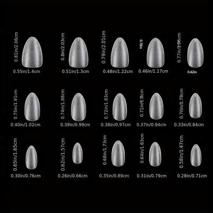 Boîte de 330 pointes d'ongles courtes en amande – Autocollants pour ongles en gel mat améliorés, san