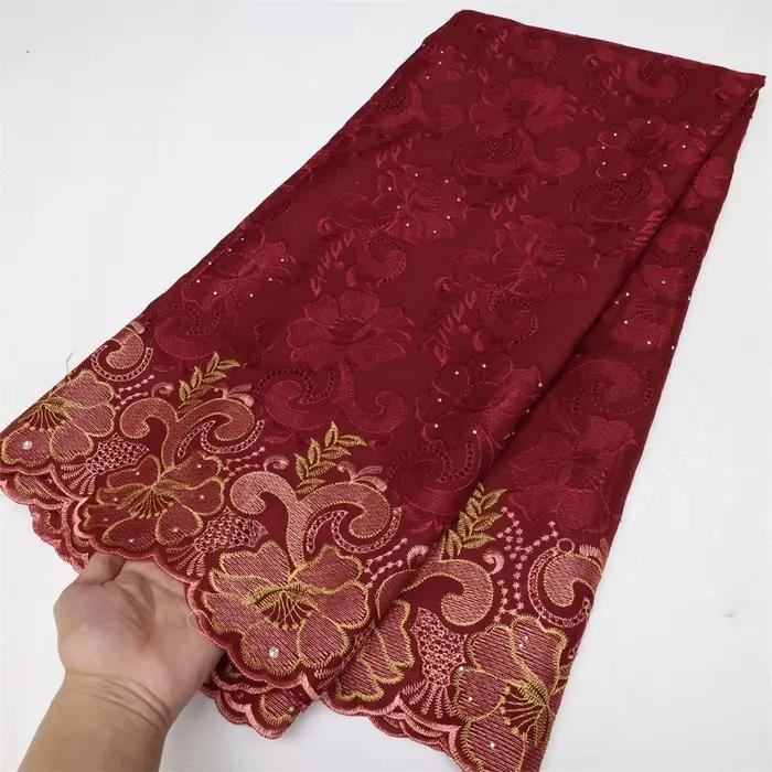 Tissu africain nigérian en dentelle suisse, Voile en suisse, Tissu en dentelle de coton de haute qua