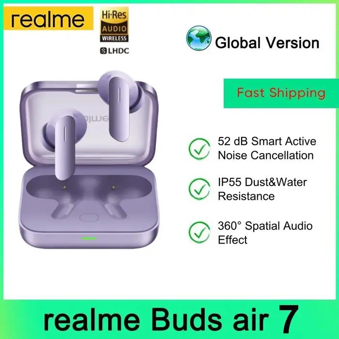 Version mondiale realme Buds Air 7 TWS écouteur 52dB suppression du bruit 52 heures d'autonomie 12.4