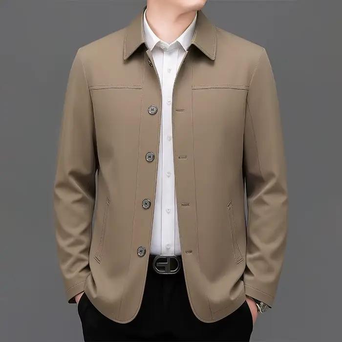Veste décontractée ample pour homme d'âge moyen, idéale pour le printemps et l'automne, convient aux