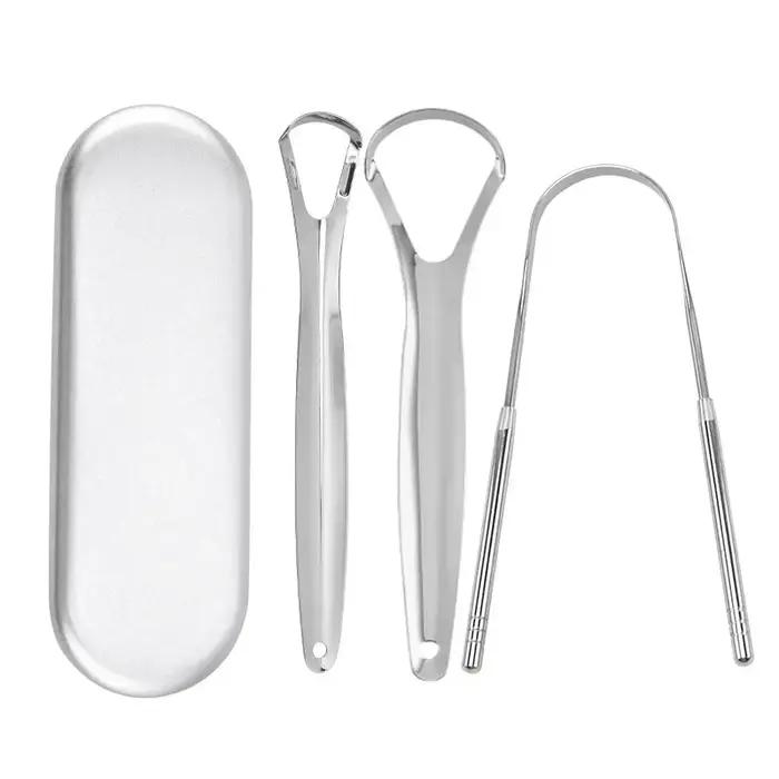 Grattoir à langue en métal Premium, 1 pièce/3 pièces, nettoyeur pour adultes et enfants, grattoirs à