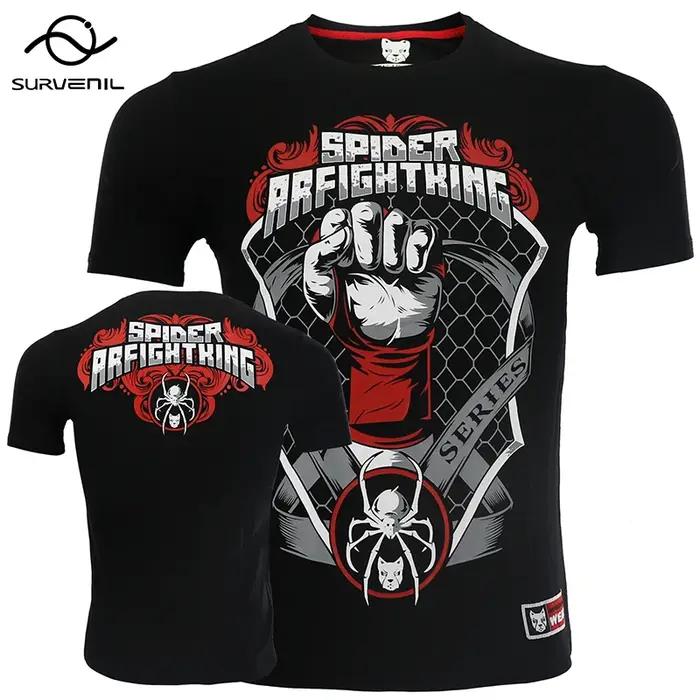 T-shirt de compression en coton pour homme, maillot MMA Rashguard, Tiger Dragon Muay Thai, Kick Boxi