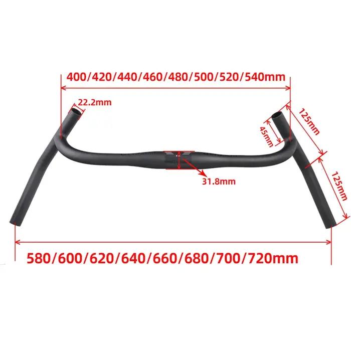 ZNIINO-Guidon de vélo de route en fibre de carbone, guidon en H Gravel, Big Flare Bar, Subsicross, V