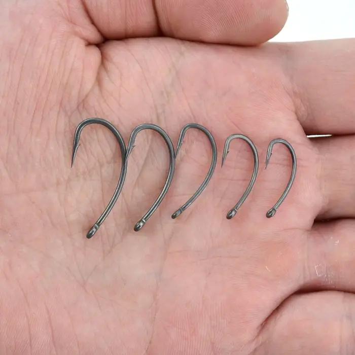 Hirisi 15x hameçons de pêche à la carpe avec oeil Micro barbe hameçons en acier à haute teneur en ca