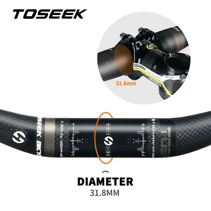 TOSEEK – guidon plat ou montant en carbone pour vtt, 31.8x580/600/620/640/660/680/700/720/740/760//m