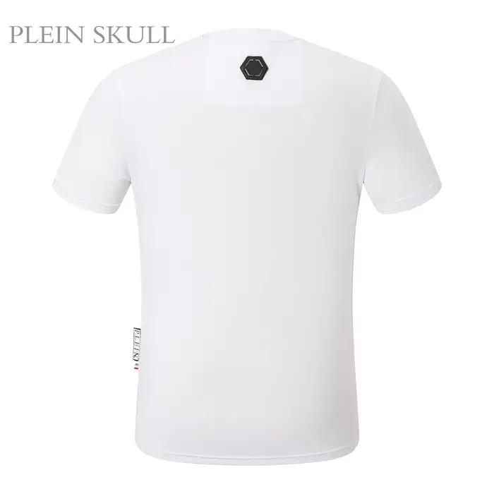 T-shirt PLEIN SKULL de luxe léger à col rond, estampé à chaud, style Hip Hop, streetwear, manches co