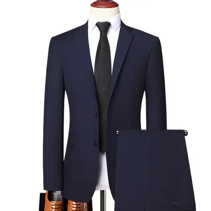 S-8XL (Blazer + pantalon) mode homme affaires décontracté extérieur Gentleman tendance simple bouton