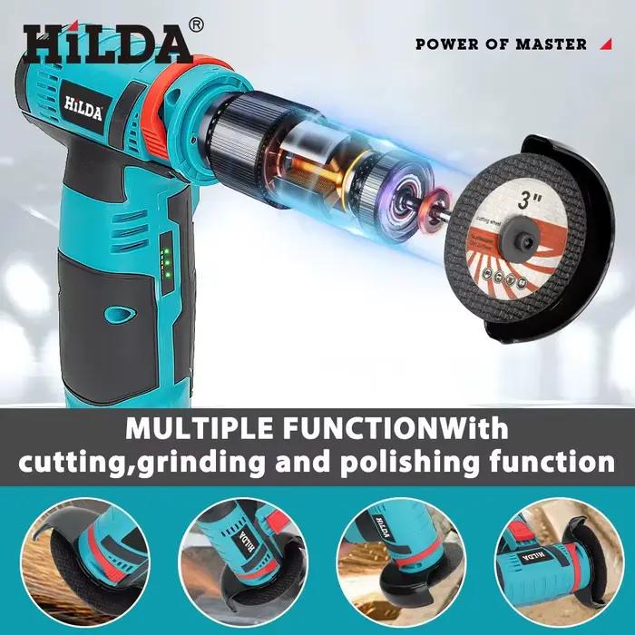 HILDA – meuleuse d'angle électrique 12V, 3/4 pouces, Machine à polir au Lithium, Mini Machine de déc